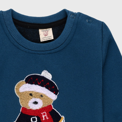 Bear Towel Printed Fleece Sweatshirt (Blue)