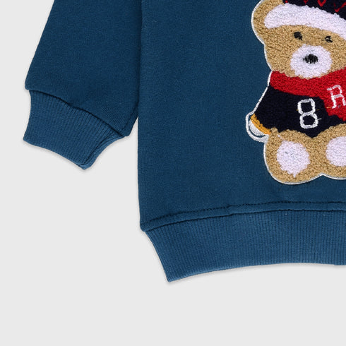 Bear Towel Printed Fleece Sweatshirt (Blue)