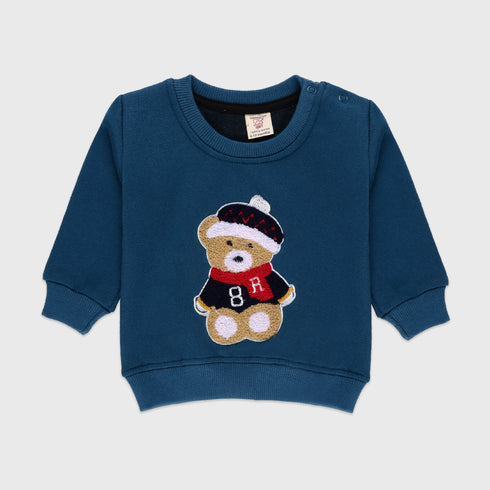 Bear Towel Printed Fleece Sweatshirt (Blue)