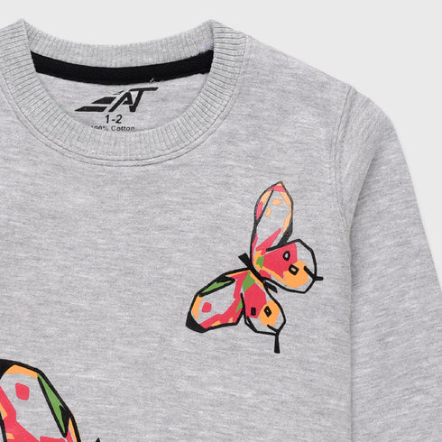 Butterfly Allover Printed Fleece Tracksuit (Light Grey)