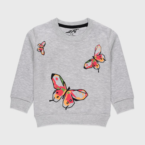 Butterfly Allover Printed Fleece Tracksuit (Light Grey)