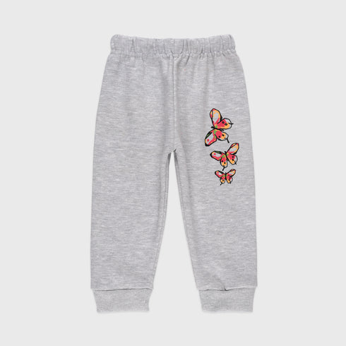 Butterfly Allover Printed Fleece Tracksuit (Light Grey)