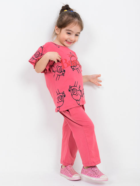 Bambi Themed Cotton Trouser Set (Deep Chestnut)