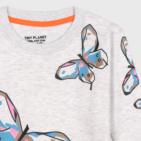 Butterflies Fleece Tracksuit (Grey)