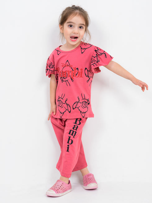 Bambi Themed Cotton Trouser Set (Deep Chestnut)