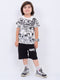 Mini Marvel Vibes Cotton Short Set (Black & White)