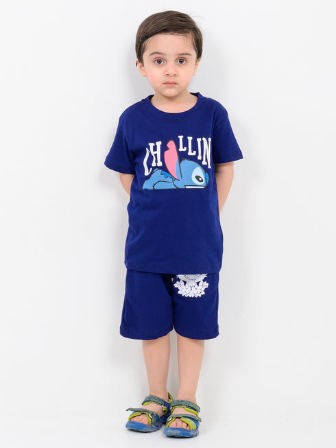 Chillin Champ Cotton Short Set (Navy Blue)