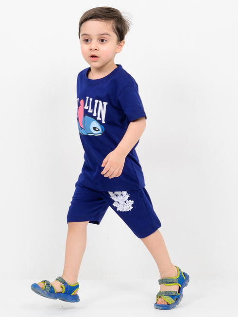 Chillin Champ Cotton Short Set (Navy Blue)