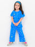 Frill Sleeves Galaxy Giggles Cotton Trouser Set (Galactic Blue)