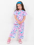 Frill Sleeves Daisy Doodle Cotton Trouser Set (Lilac Breeze)