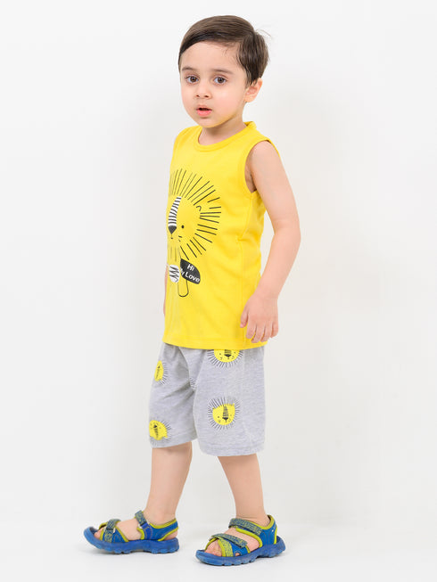 Little King Sando Short Short Set (Yellow & Grey)