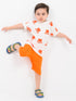 Crabby Cool Themed Cotton Short Set (White & Orange)