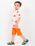 Crabby Cool Themed Cotton Short Set (White & Orange)