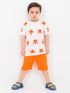 Crabby Cool Themed Cotton Short Set (White & Orange)