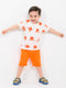 Crabby Cool Themed Cotton Short Set (White & Orange)