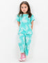 Frill Sleeves Tropical Themed Cotton Trouser Set (Mint Palm)