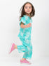 Frill Sleeves Tropical Themed Cotton Trouser Set (Mint Palm)