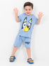 Bluey Themed Cotton Short Set (Blue-Grey)