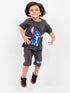 Oversized Stitch Themed Cotton Short Set (Charcoal Grey)