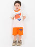 Crab Having Fun Cotton Short Set (White & Orange)
