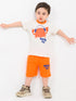 Crab Having Fun Cotton Short Set (White & Orange)