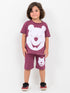 Oversized Winnie The Pooh Cotton Short Set (Maroon)