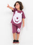 Oversized Winnie The Pooh Cotton Short Set (Maroon)