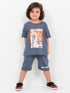 Oversized Tom & Jerry Fun Time Cotton Short Set (Charcoal Grey)
