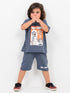 Oversized Tom & Jerry Fun Time Cotton Short Set (Charcoal Grey)