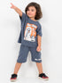 Oversized Tom & Jerry Fun Time Cotton Short Set (Charcoal Grey)