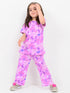 Frill Sleeves Butterfly Bliss Cotton Trouser Set (Petalwing Purple)