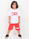 Oversized Marvel Themed Cotton Short Set (White & Red)