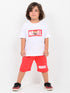 Oversized Marvel Themed Cotton Short Set (White & Red)