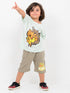 Oversized Lion King Themed Cotton Short Set (Mint & Khaki)