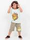 Oversized Lion King Themed Cotton Short Set (Mint & Khaki)