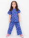 Frill Sleeves Floral Galaxy Cotton Trouser Set (Navy Floral)