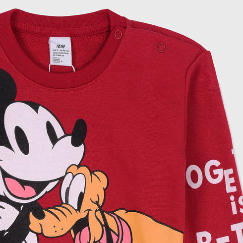 H&M Mickey & Pluto Terry Sweatshirt (Red)