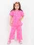 Frill Sleeves Pinktastic Hearts Themed Cotton Trouser Set (Pink)