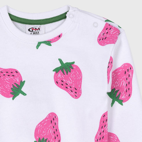 Strawberries Printed Terry Sweatshirt (White)