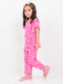 Frill Sleeves Pinktastic Hearts Themed Cotton Trouser Set (Pink)