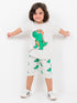 Oversized Stylish T-Rex Cotton Short Set (Light Grey)