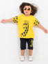 Oversized Giraffe Giggles Cotton Short Set (Yellow & Black)