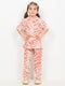 Imported Textured Wash & Wear Sunset Palm 2 Piece Set (Coral & Off-White)