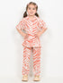 Imported Textured Wash & Wear Sunset Palm 2 Piece Set (Coral & Off-White)