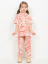 Imported Textured Wash & Wear Sunset Palm 2 Piece Set (Coral & Off-White)