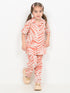 Imported Textured Wash & Wear Sunset Palm 2 Piece Set (Coral & Off-White)