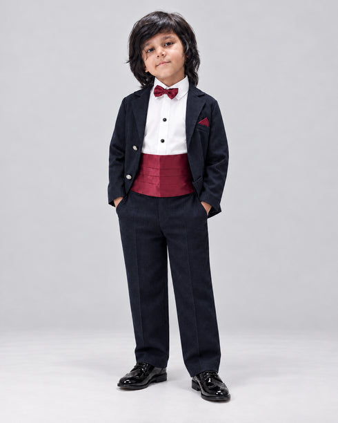 Imported Corduroy Tuxedo Formal Suit (Black)