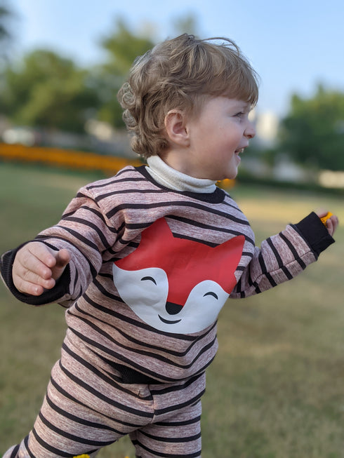 Fox Printed Striped Fleece Tracksuit