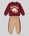 The Little Roar Fleece Suit (Burgundy & Camel)
