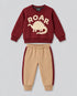 The Little Roar Fleece Suit (Burgundy & Camel)
